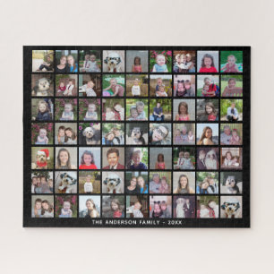 63 Square Foto Collage Grid mit Text - schwarz Puzzle