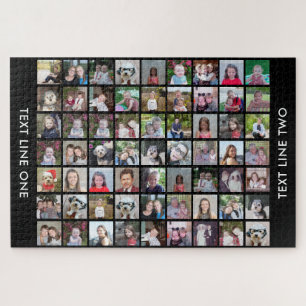 63 Square Foto Collage Grid mit Text - schwarz Puzzle