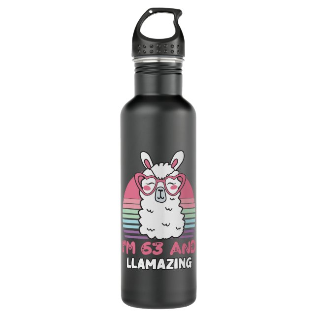 63 Year Old Bday Llamazing 63rd Birthday Llama Edelstahlflasche (Vorderseite)