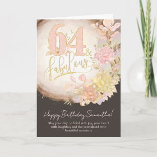 64 & Fabulous Florales Foto Personalisierter Gebur Karte