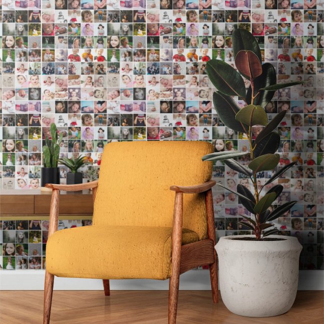 64 Fotovorlagen-Collage Tapete (64 Photo Template Collage Wallpaper by Ricaso. Repeating pattern of your own photographs. Unique)