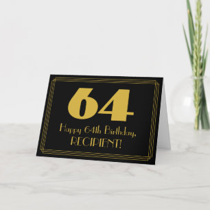 64. Geburtstag: Art Deco inspiriertes Aussehen "64 Karte