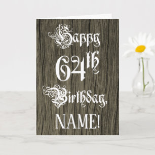 64. Geburtstag: Ausgefallener, Eleganter Text; Fal Karte