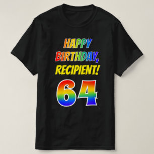 64. Geburtstag — Bold, Fun, Rainbow 64, Individu T-Shirt