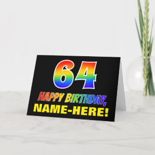 64. Geburtstag: Bold, Fun, Simple, Rainbow 64 Karte