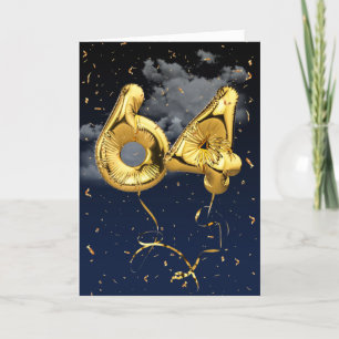 64. Geburtstag Gold Mylar Ballon und Confetti Card Karte