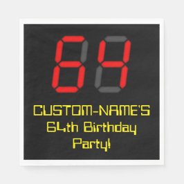 64. Geburtstag: Red Digital Clock Style "64" + Nam Serviette