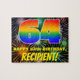 64. Geburtstag: Spaß, bunte feierliche Feuerwerke Puzzle