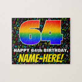 64. Geburtstag — Spaß, farbenfrohe Musiksymbole & Puzzle