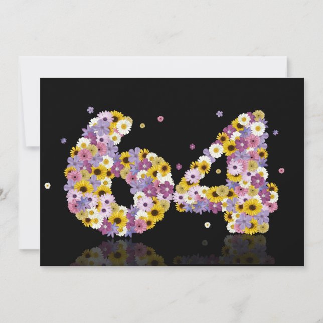 64. Geburtstagsfeier mit Blumenbriefen Einladung (Vorderseite)