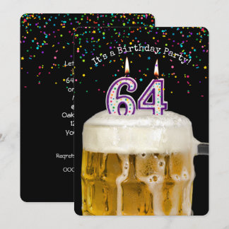 64. Geburtstagskandle-Party Einladung