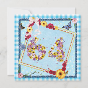 64. Geburtstagsparty Einladung Blume, Schmetterlin