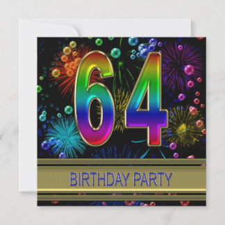 64. Geburtstagsparty Einladung mit Blasen