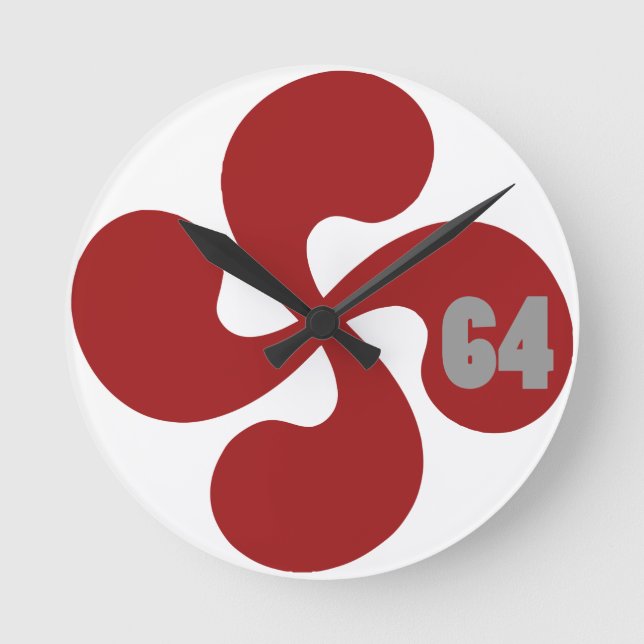 64 Lauburu Runde Wanduhr (Vorderseite)
