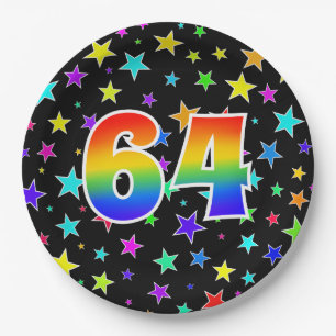 64. Veranstaltung: Fett, Spaß, farbiger Regenboge Pappteller