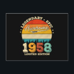 64 Year Old Awesome Since 1958 64th Birthday Gift Postkarte<br><div class="desc">Birthday Design For anyone who's horoscope say difficult & Stubborn But totally worth.Wear it with pride at work,  school gym perfect to pair with shorts,  leggings or jeans for a casual yet trendy Look</div>