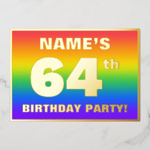 64th Birthday Party: Fun, Colorful Rainbow Pattern