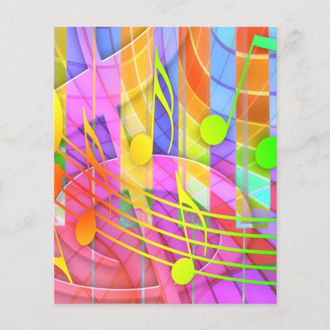 654580 FARBIGE MUSIKNOTEN-HINTERGRUND-WALLPAPIERE FLYER (Vorne)