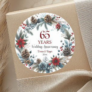 65. Blue Sapphire Hochzeitstag Winter Runder Aufkleber