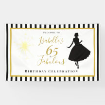 65 & Fabulous Geburtstagsbanner Schwarz & Gold Dek