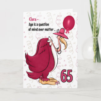 65. Funny Birthday Pink Buzzard mit Namen Karte