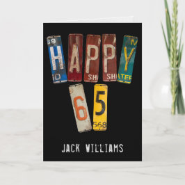 65. Geburtstag alter Teller von Autos Karte