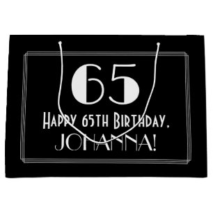 65. Geburtstag: Art Deco Inspiriert Stil "65", Nam Große Geschenktüte