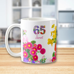 65. Geburtstag Boho Floral 65 Individuelles Gesche Kaffeetasse