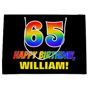 65. Geburtstag: Bold, Fun, Simple, Rainbow 65 Große Geschenktüte