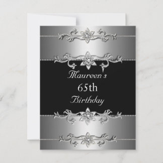 65. Geburtstag Einladung Elegantes Schwarzes Silbe
