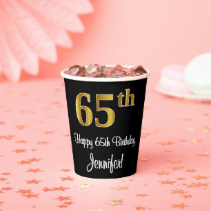 65. Geburtstag - Elegante Luxuriöse Imitate Gold Pappbecher