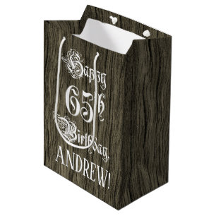 65. Geburtstag: Extravagant, Imitate Holzsehen + I Mittlere Geschenktüte