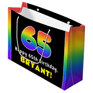 65. Geburtstag: Farbiger Regenbogen # 65, Individu Große Geschenktüte