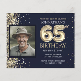 65. Geburtstag Foto Gold Ballon Paper Sheet
