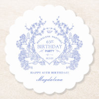 65. Geburtstag Französisch Blue Floral Wappen Cust