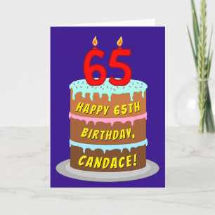 65. Geburtstag: Fun Cake and Candles + Individuell Karte