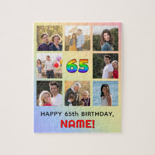 65. Geburtstag: Fun Rainbow #, Individuelle Name & Puzzle