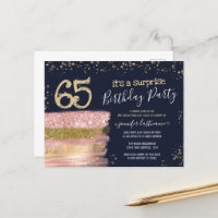 65. Geburtstag Glitzer Cake Überraschung Party Pos