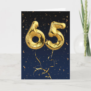 65. Geburtstag Gold Mylar-Ballon und Konfetti-Kart Karte