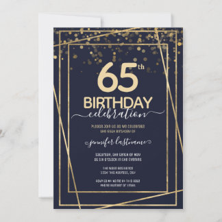 65. Geburtstag Gold und Blau Einladung