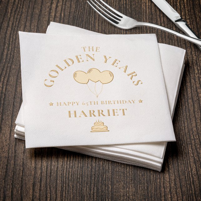 65. Geburtstag Goldene Jahre Servietten Mit Folie (65th Birthday Golden Years Foil Napkins
)