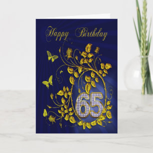 65. Geburtstag goldene Schmetterlinge Karte