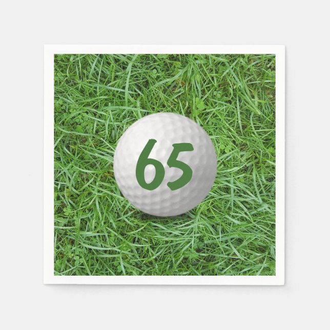 65. Geburtstag Golf Ball auf Grass Napkins Serviette (Vorderseite)