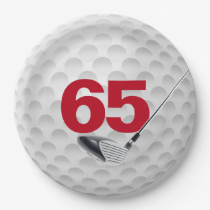 65. Geburtstag Golf Ball Design Paper Plate Pappteller