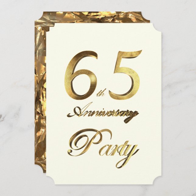 65. Geburtstag Jubiläum Gold Ivory Elegant Einladung (Vorne/Hinten)