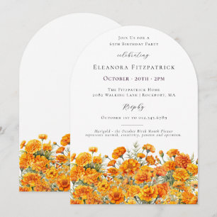 65. Geburtstag Marigold Oktober Geburtsblume Bogen Einladung