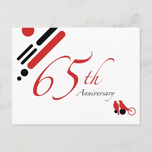 65. Geburtstag (Mod-Vögel) Postkarte (Vorderseite)