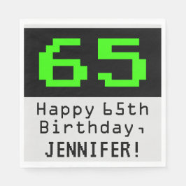 65. Geburtstag - Nerdy / Geeky Style "65" & Name Serviette
