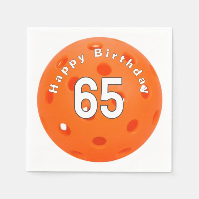 65. Geburtstag Orange Pickleball Serviette (Vorderseite)