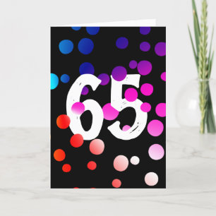 65. Geburtstag Rainbow Dots auf Black Karte